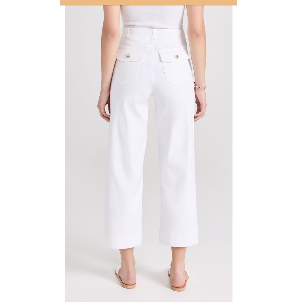 Spanx Stretch Twill Cropped Wide Leg Pants White Sz‎ L Vacation Resort Travel - Picture 2 of 9